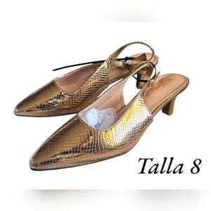 Gold Metallic Kitten Heel Slingbacks